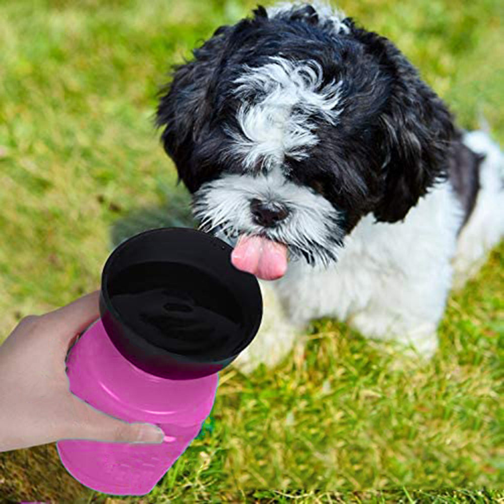 Outdoor Dog Water Bottle Portable Pet Feeder Travel Pet Drinking Cup Rose Red