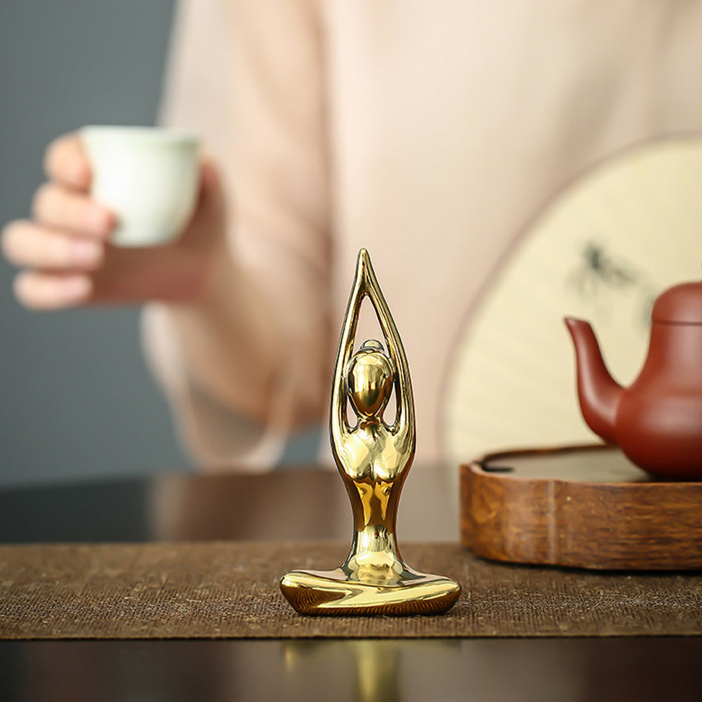 1X Ceramic Yoga Girl Desktop Decoration Statues Style 4