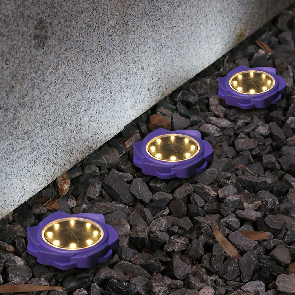 4Pcs 8LEDs Outdoor Garden Solar Ground Lights Purple