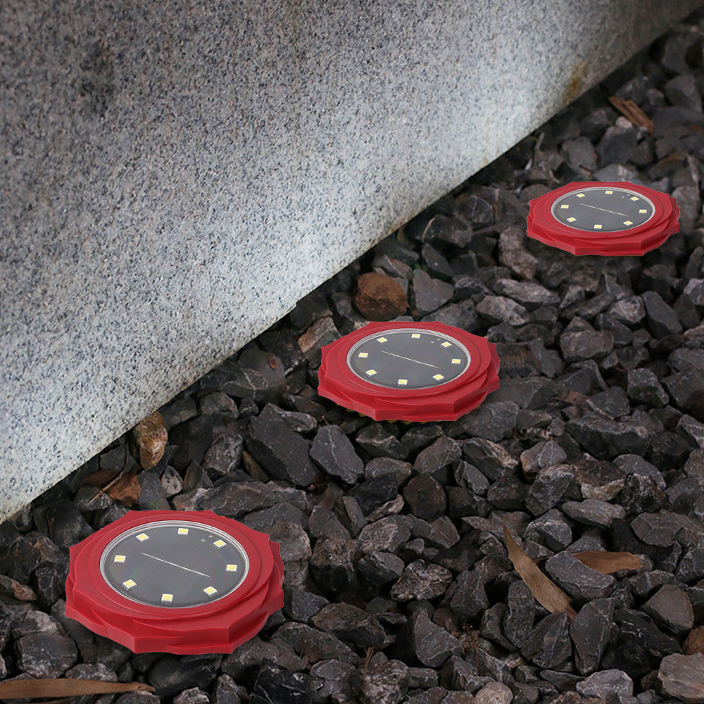 4Pcs 8LEDs Outdoor Garden Solar Ground Lights Red