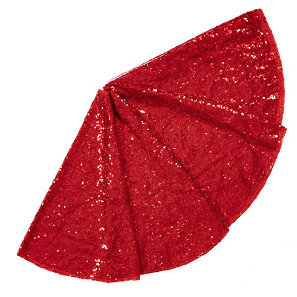 122cm Sequin Christmas Tree Skirt Decorations Red