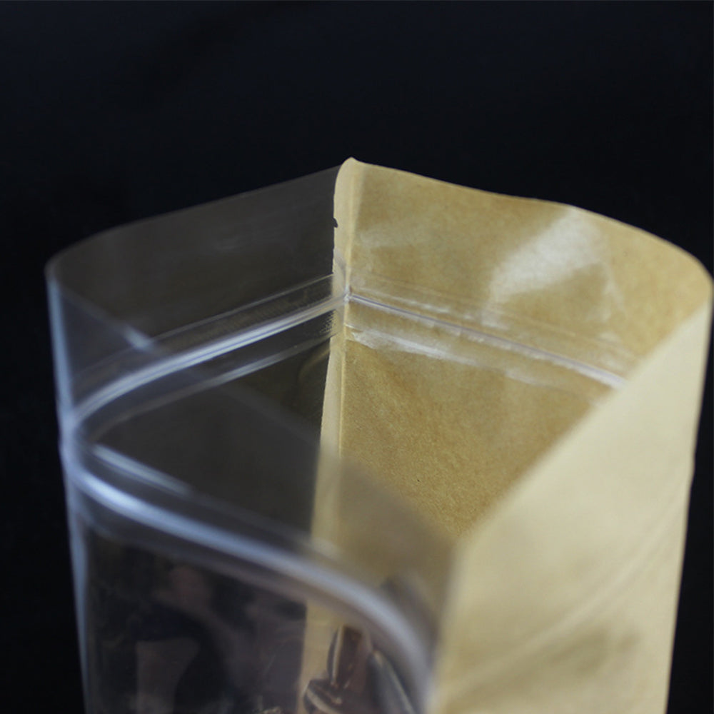 50Pcs 14x20cm Kraft Paper Food Bag Stand Up Pouch