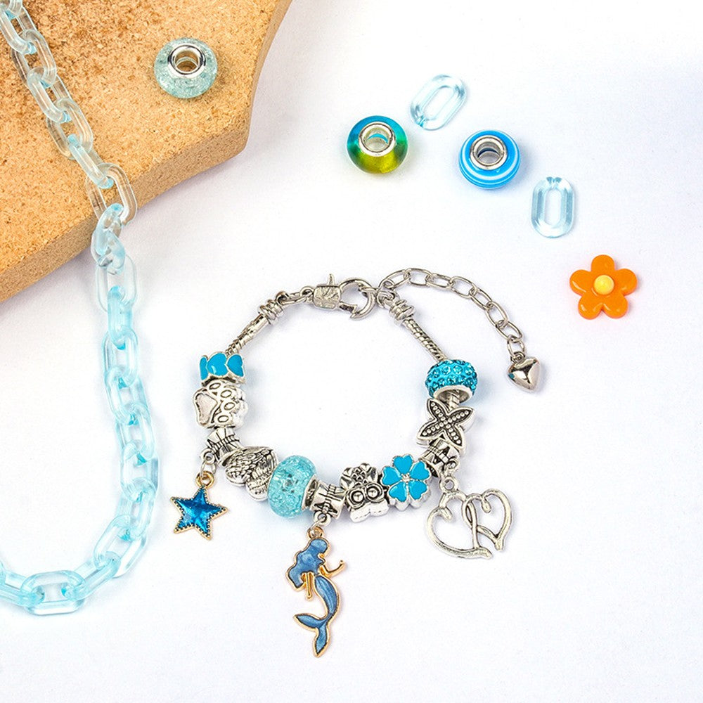 113Pcs DIY Bracelet Making Kit Charm Bracelets Jewellery Crafts Set Blue