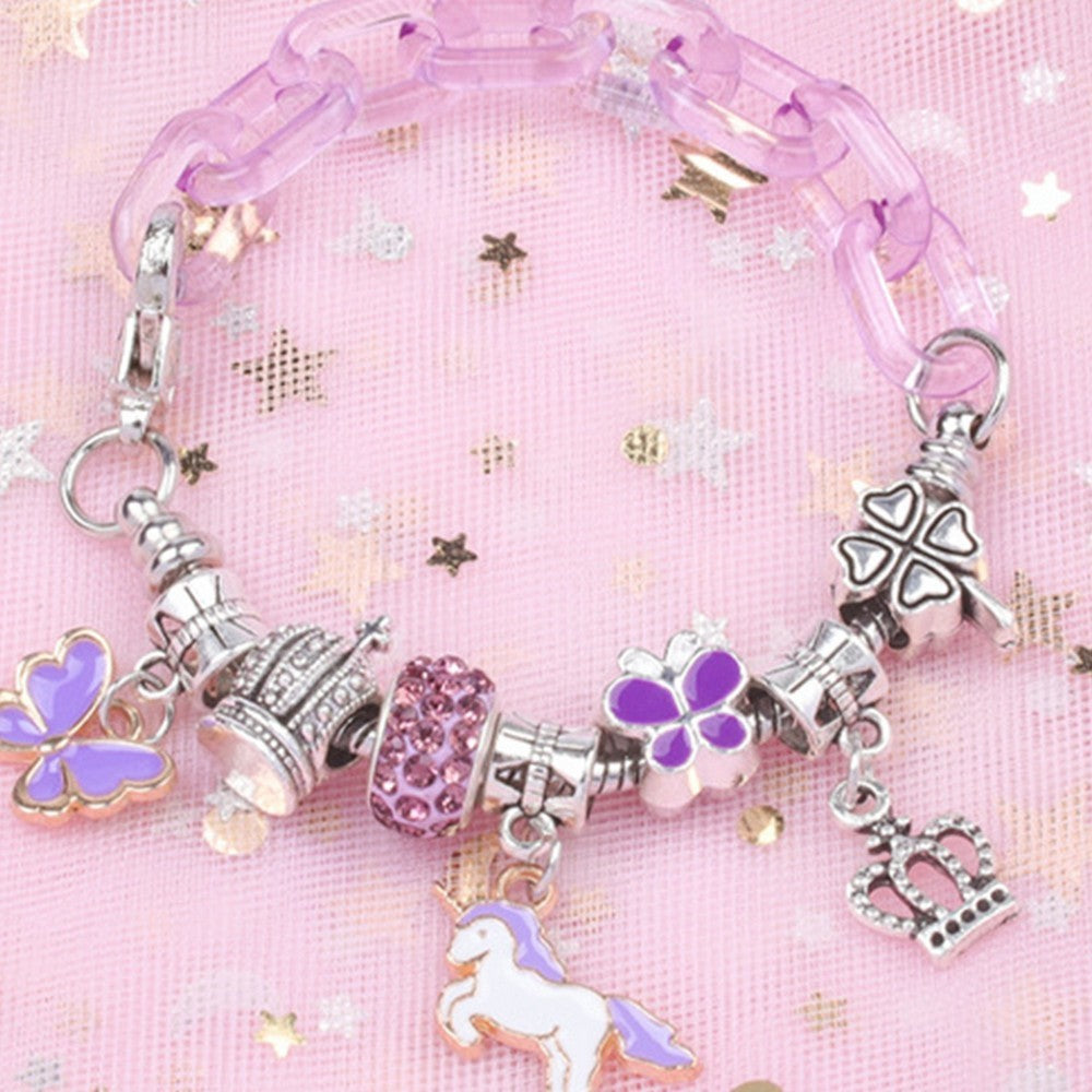 113Pcs DIY Bracelet Making Kit Charm Bracelets Jewellery Crafts Set Purple