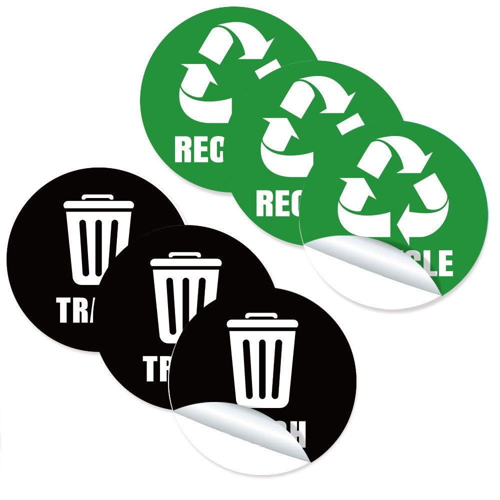 6Pcs Kitchen Recycle Sticker Trash Bin Label Sticker
