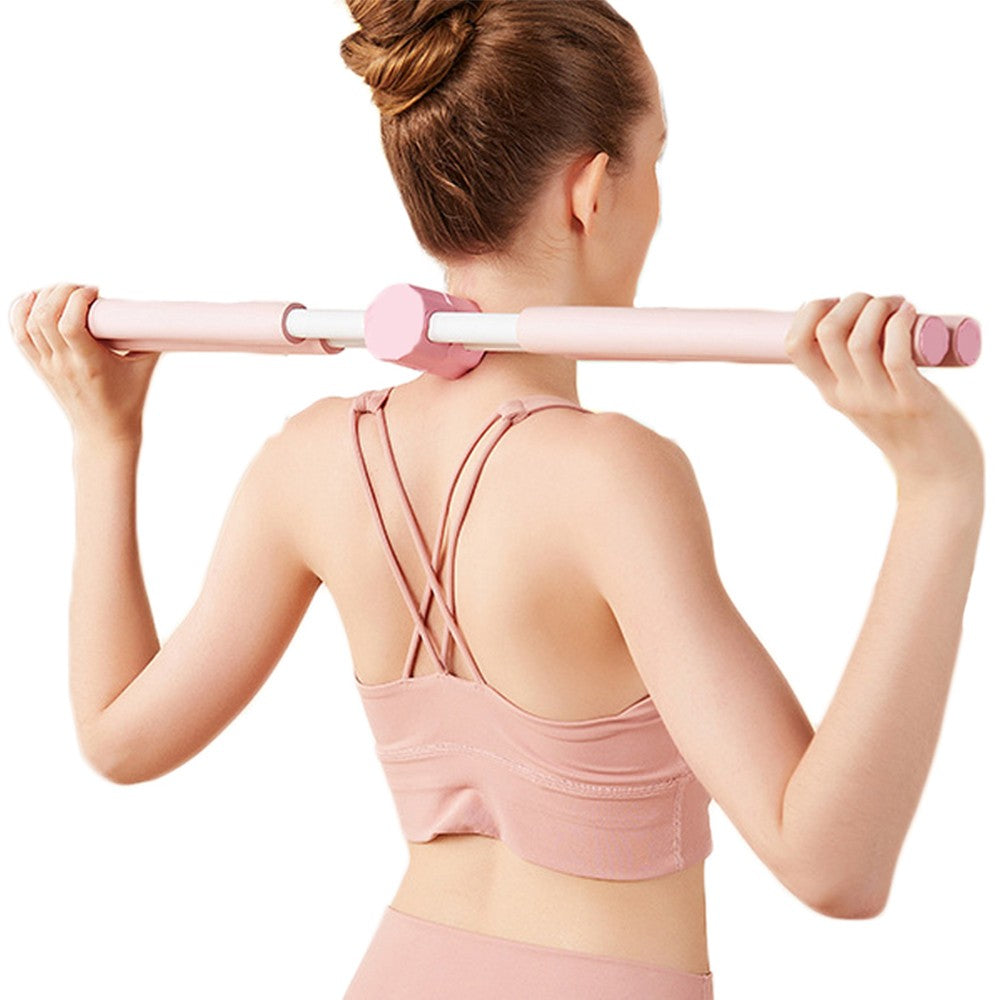 Pilates Yoga Stretching Stick Posture Corrector Stick Back Straightener Pink