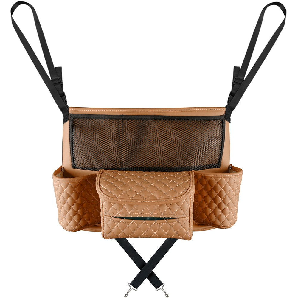 Car Handbag Purse Holder Between Seats Car Storage Bag Car Seat Barrier Brown