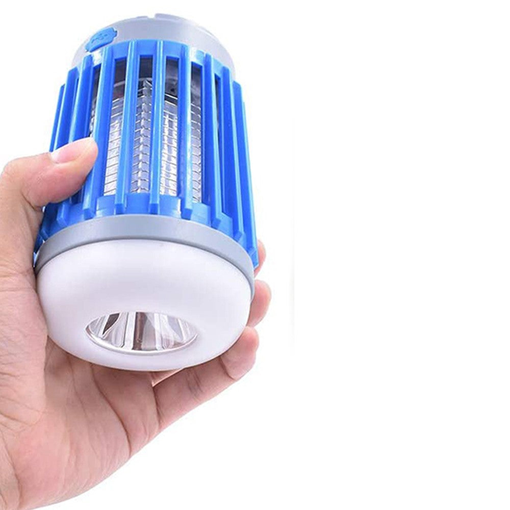 2Pcs Solar and USB Charging Mosquito Killer Camp Lamp Flashlight Orange and Blue
