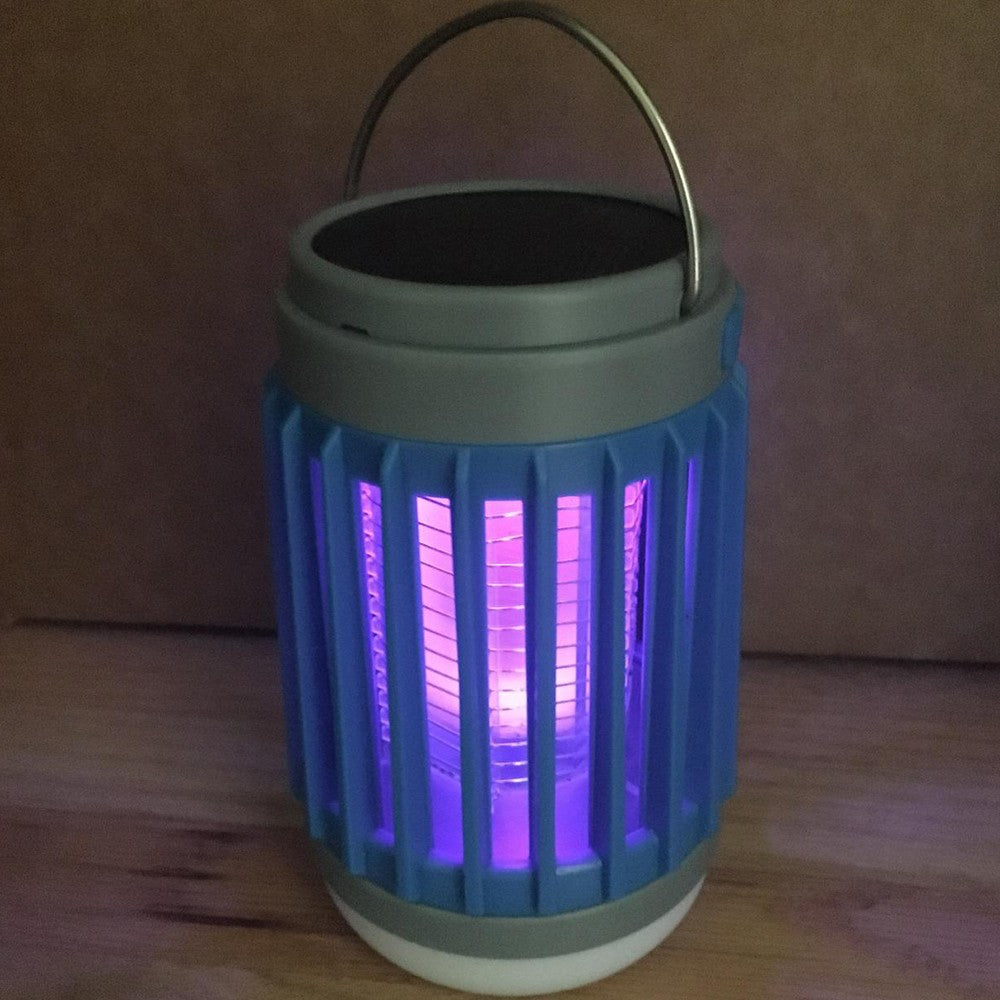 2Pcs Solar and USB Charging Mosquito Killer Camp Lamp Flashlight Black and Blue