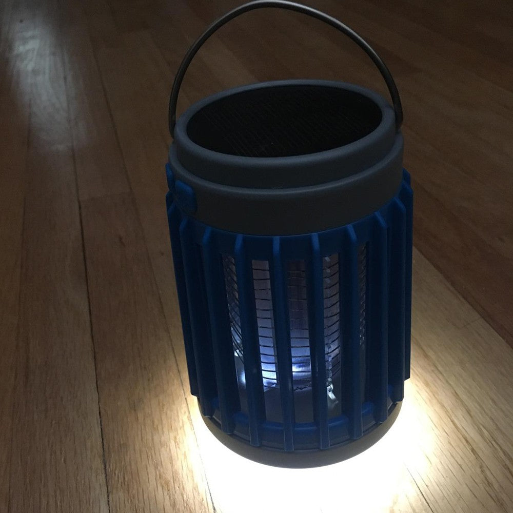 2Pcs Solar and USB Charging Mosquito Killer Camp Lamp Flashlight Black and Blue