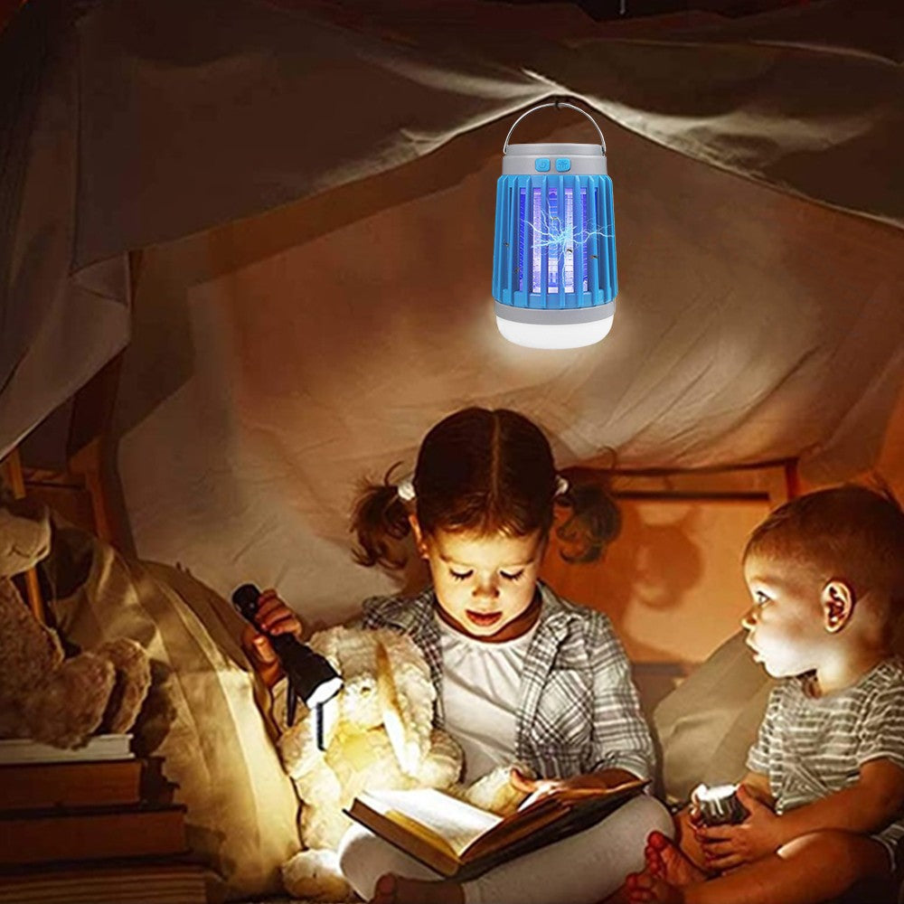 2Pcs Solar and USB Charging Mosquito Killer Camp Lamp Flashlight Orange and Blue