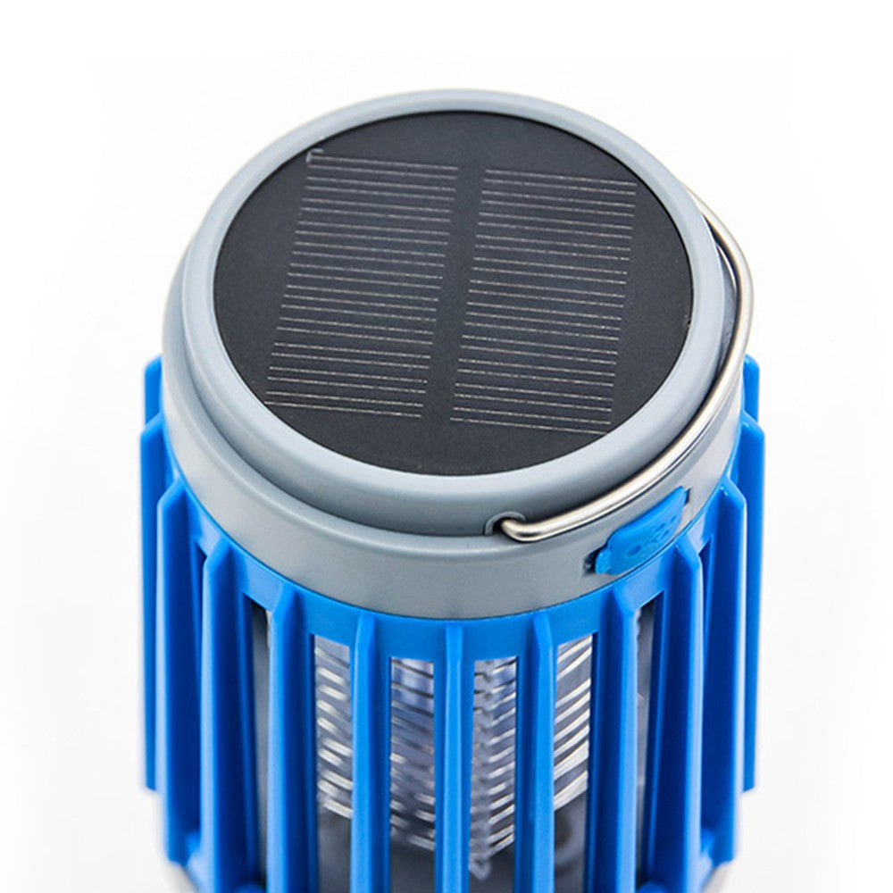 2Pcs Solar and USB Charging Mosquito Killer Camp Lamp Flashlight Black and Blue