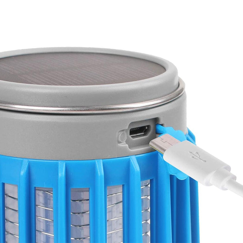 2Pcs Solar and USB Charging Mosquito Killer Camp Lamp Flashlight Black and Blue
