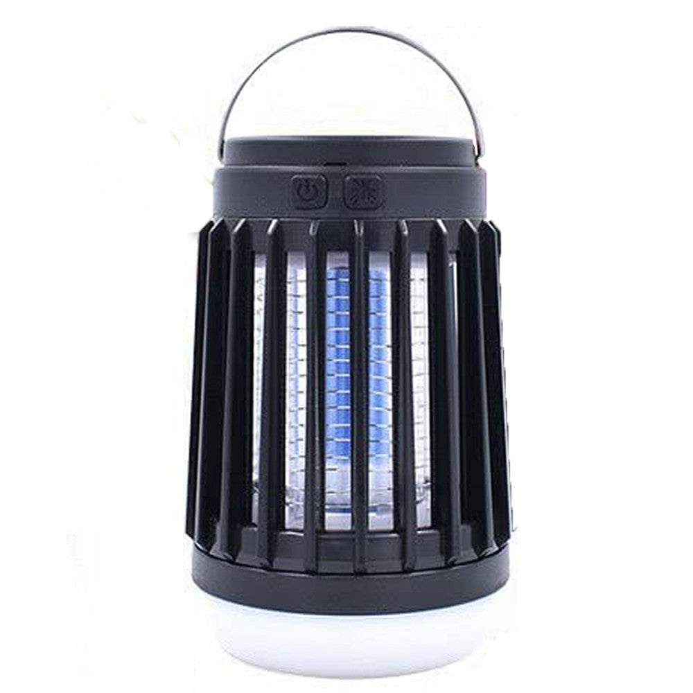 2Pcs Solar and USB Charging Mosquito Killer Camp Lamp Flashlight Black and Blue
