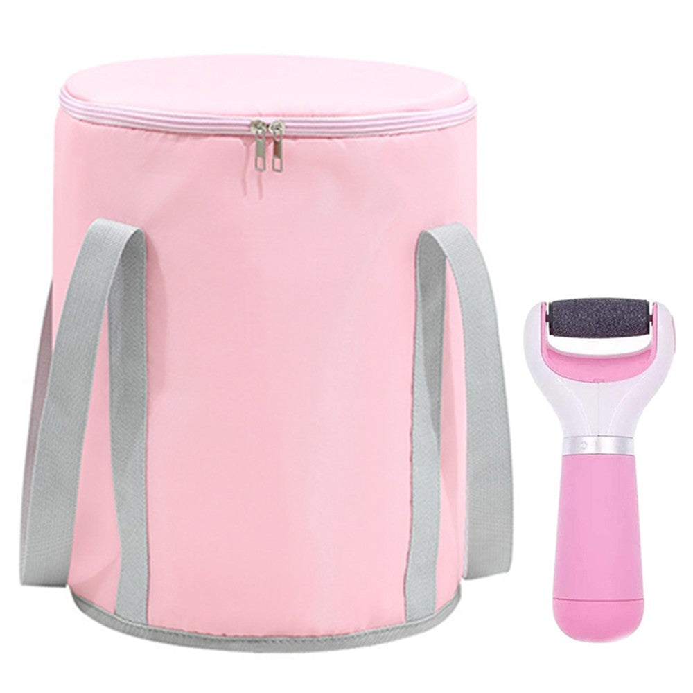 Travel Foldable Foot Bath Bucket Spa Soaking Bucket with Foot Grinder Pink S