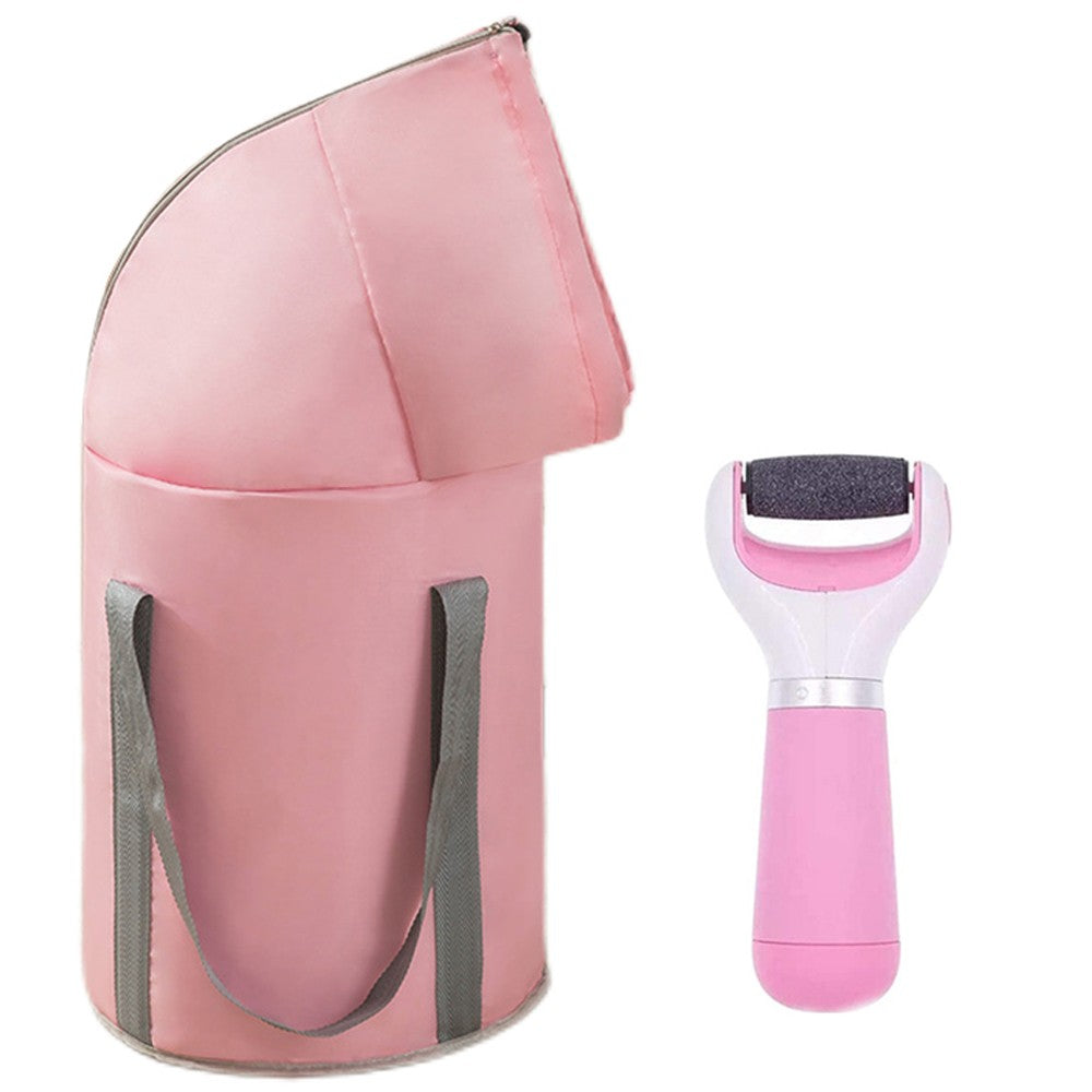 Travel Foldable Foot Bath Bucket Spa Soaking Bucket with Foot Grinder Pink M