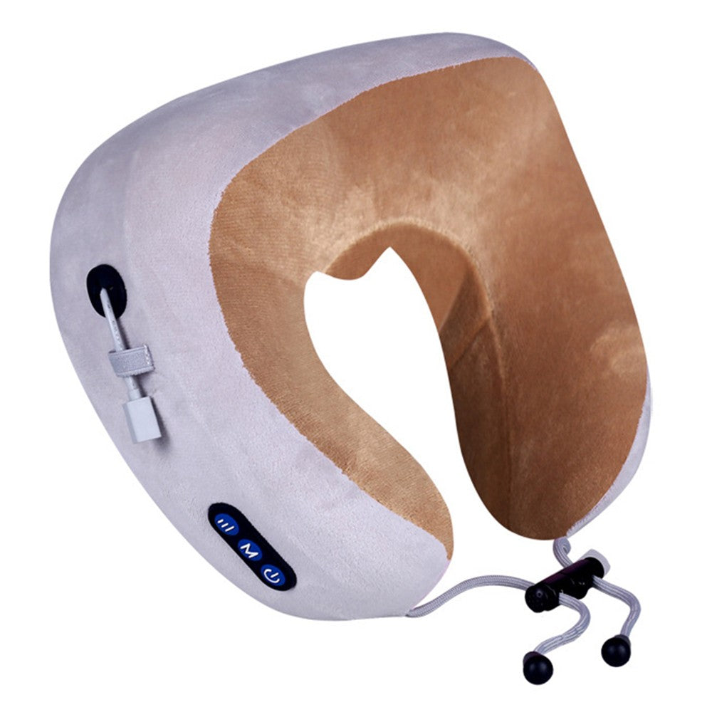 Neck Massage Pillow Electric Heating Neck Massager Neck Pillow Brown