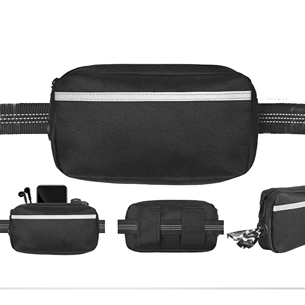 Waist Bag and Adjustable Pet Dog Leash Set for Jogging Running Walking Blue