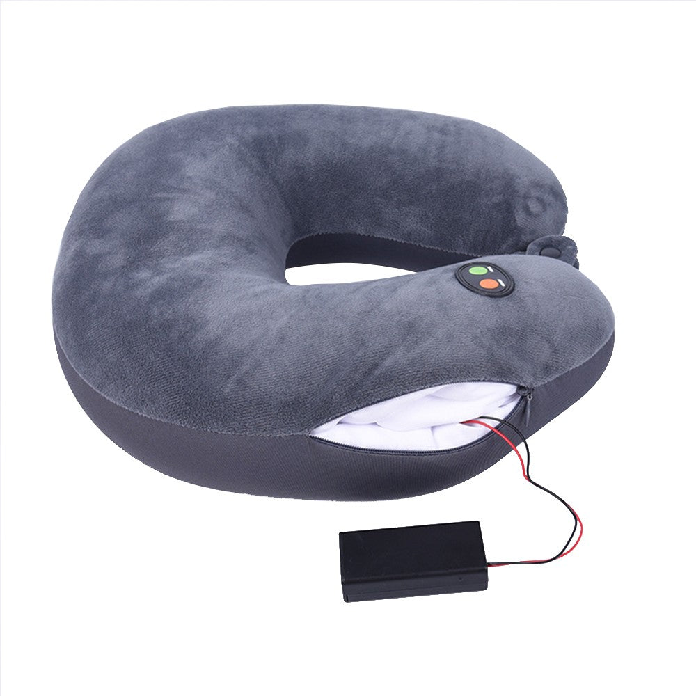 Travel U Shaped Neck Massage Pillow Vibrating Neck Support Pillow Grey