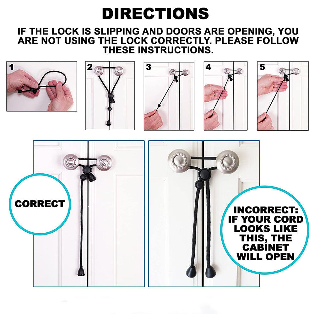 5 X Child Safety Cabinet Locks Rope Safety Cabinet Door Locks