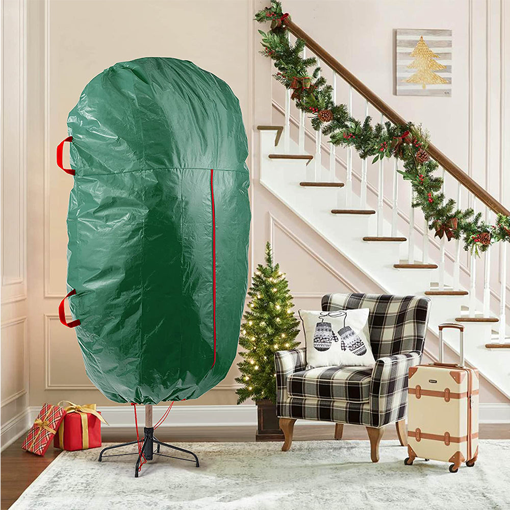 7ft Christmas Tree Storage Bag Christmas Tree Zipped Cover Upright Xmas Tree Zip Bag Dustproof Sack Storage Bag Green