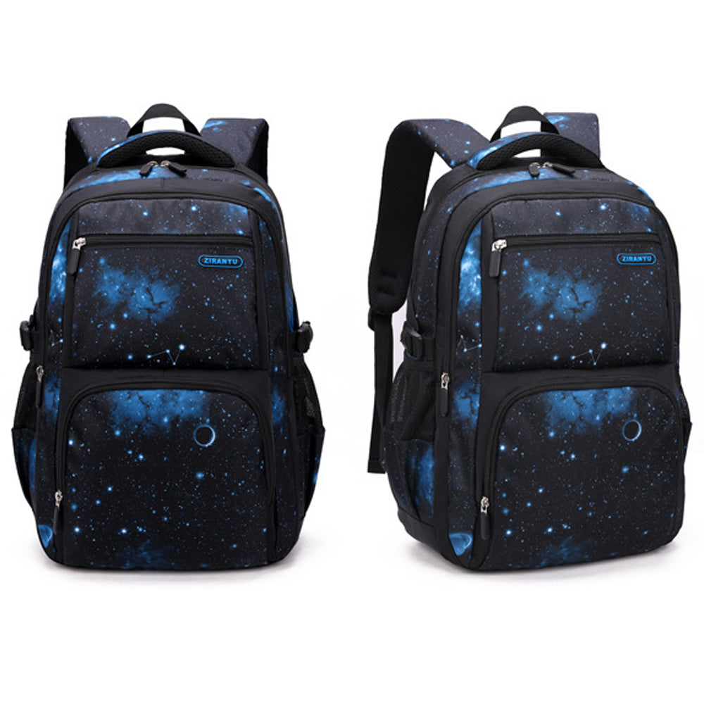 3Pcs Boys School Backpack Bags Lunch Bag Pencil Case Teens Bookbag Blue Galaxy