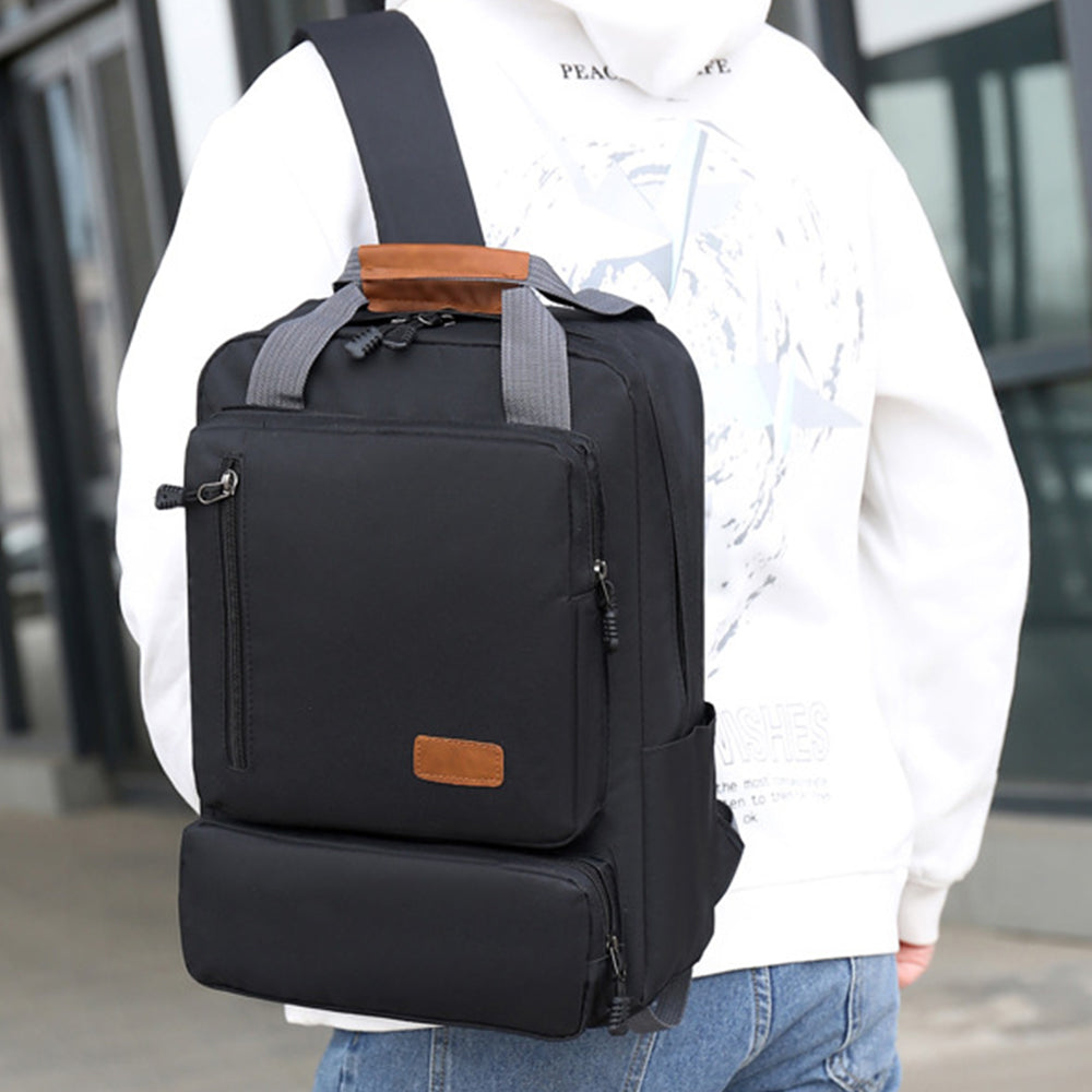 3Pcs Men Backpack Shoulder Bag Computer Bag Business Bag Laptop Bag Purse Black