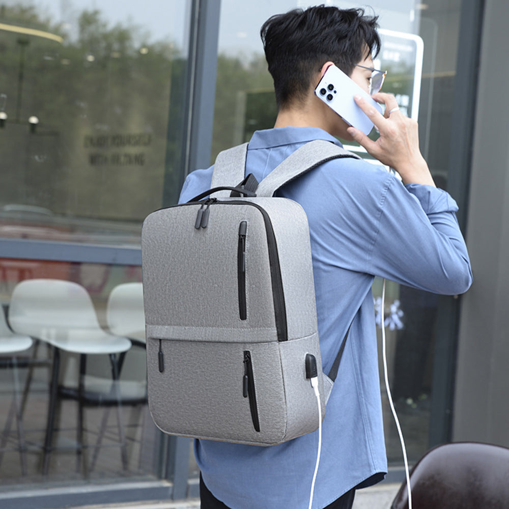 3Pcs Laptop Backpack Business Shoulder Bag Purse with USB Charging Port Grey