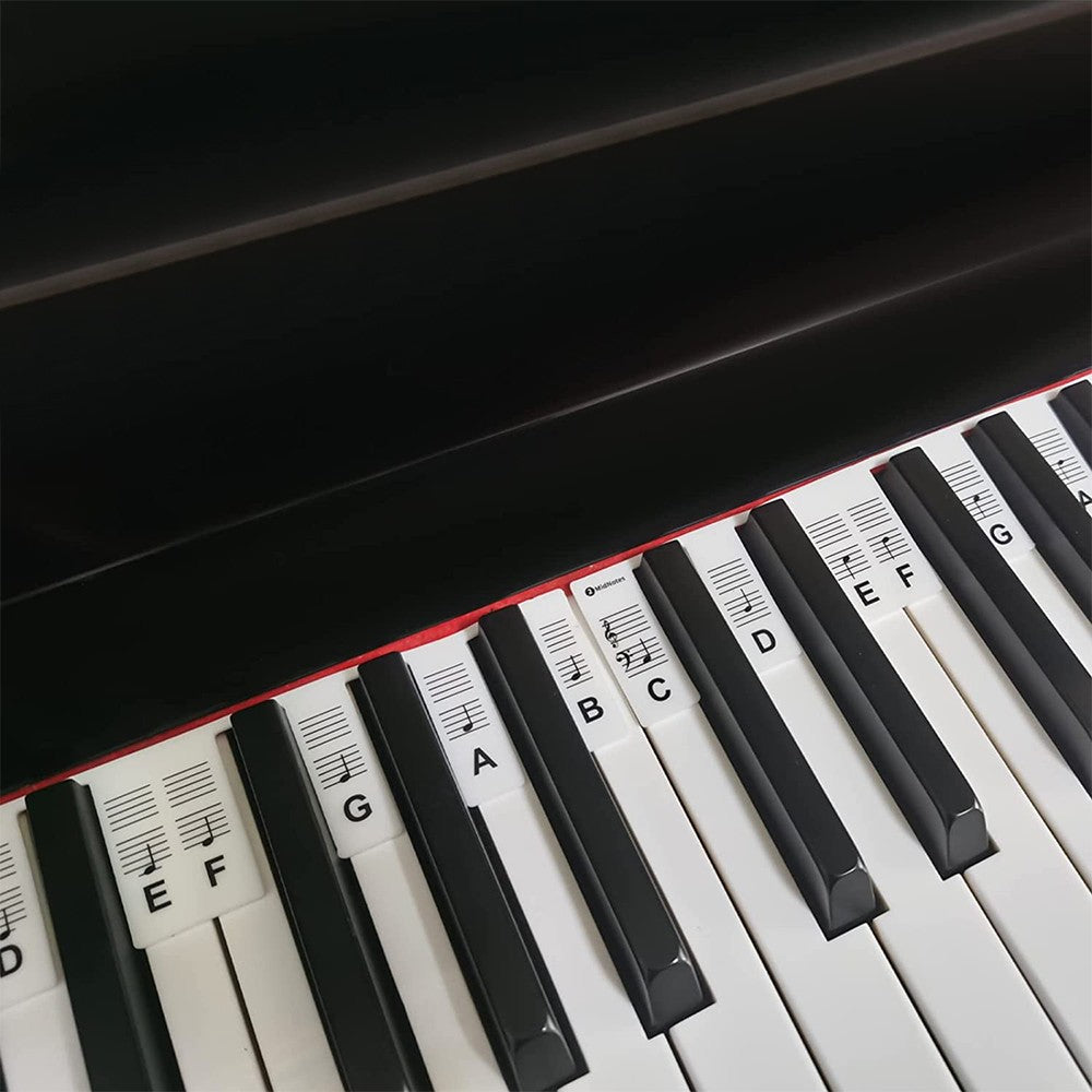 88 Keys Removable Silicone Piano Practice Keyboard Black Letters Labels Set