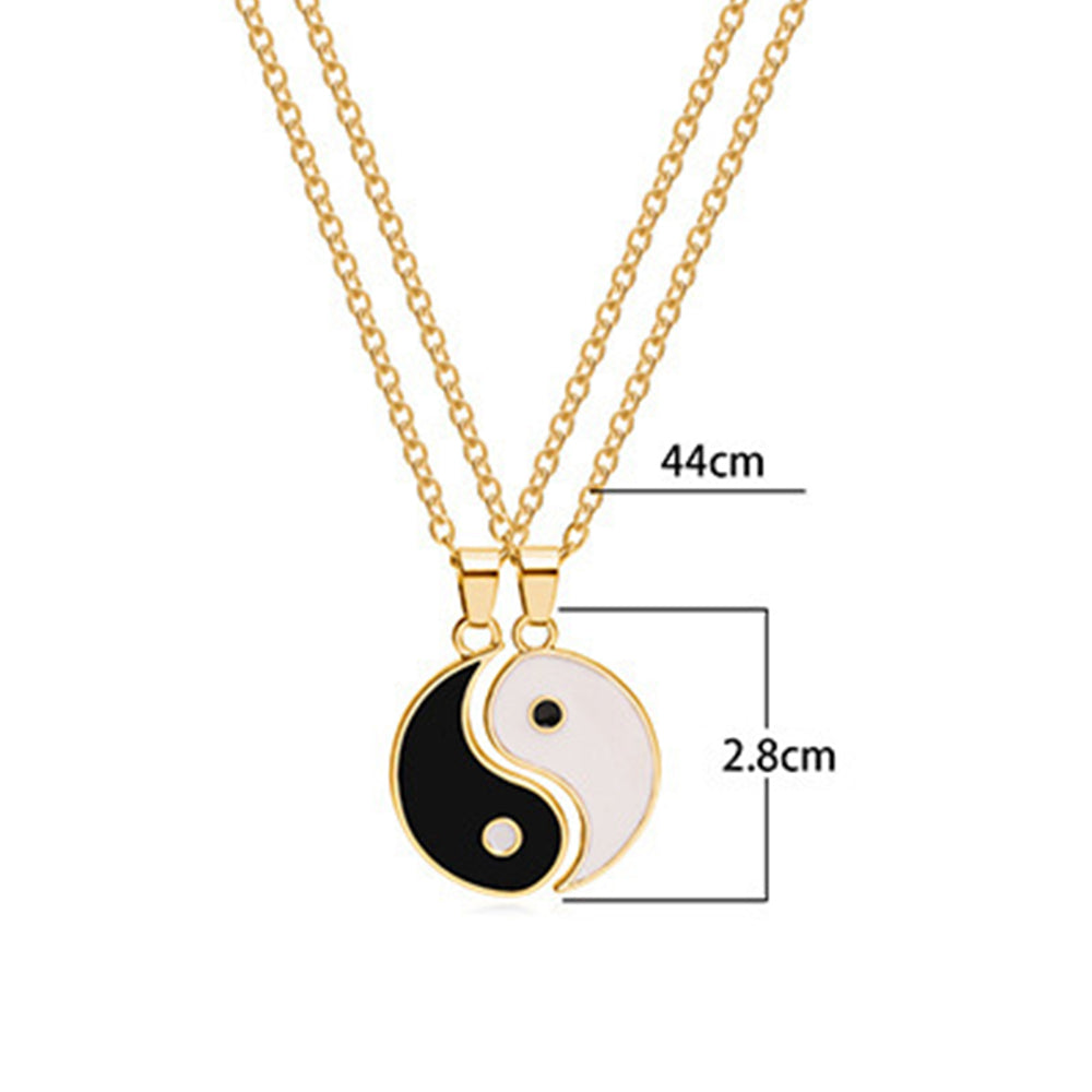 4 Pairs Couples Yin Yang Pendant Necklace Matching Puzzle Diagrams Necklace