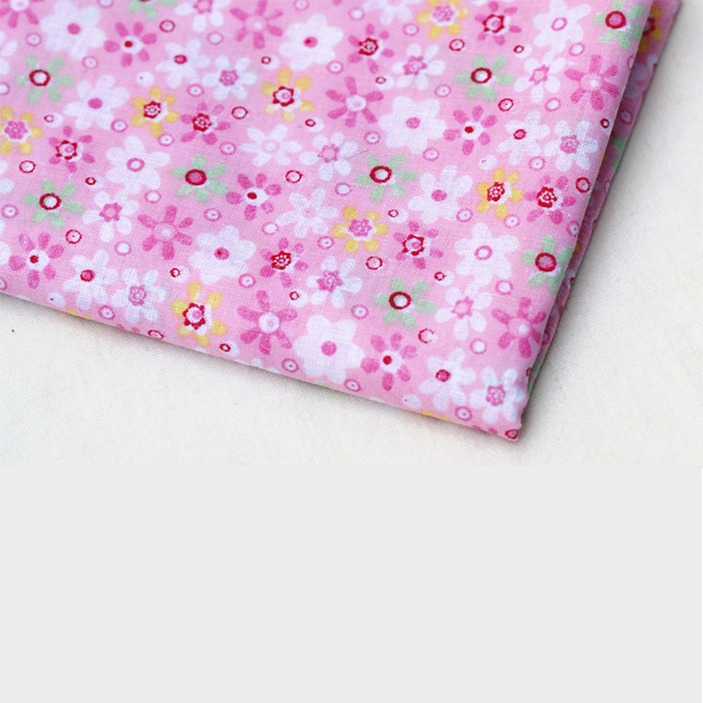 2 X Set of 7Pcs 25x25cm DIY Cotton Fabric Printed Cloth Sewing Quilting Fabric Patchwork Pink and Black