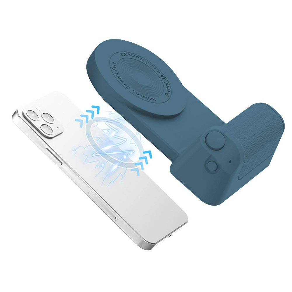 Handheld Bluetooth Magnetic Phone Selfie Holder Phone Charging Stand Tabletop Phone Holder Blue