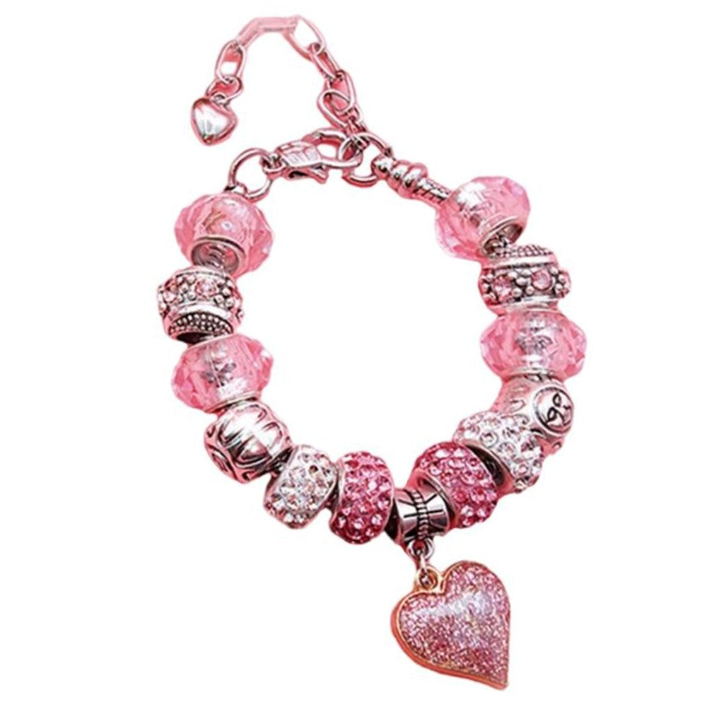 16Pcs Pink Mothers Day DIY Bracelet Making Kit Charm Bracelets Kit Pendant Bracelet Ornaments Jewellery Crafts Set