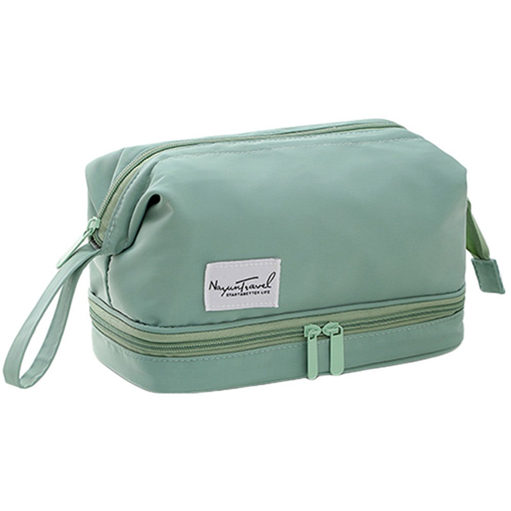 Two Layers Makeup Storage Bag Green Water Resistant Cosmetic Bag Travel Bag