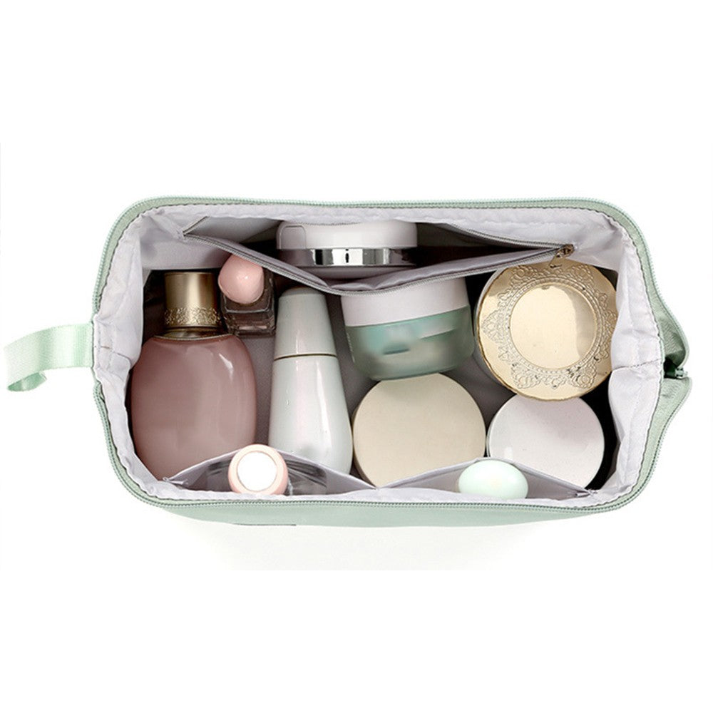 Two Layers Makeup Storage Bag Green Water Resistant Cosmetic Bag Travel Bag