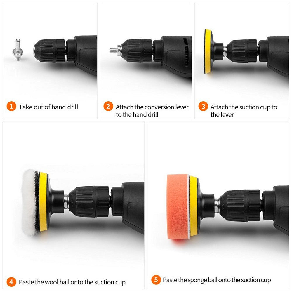 2 X 22Pcs 3 Inch Car Foam Drill Polishing Pad Set Buffing Pad Kit Polisher Attachment for Drill
