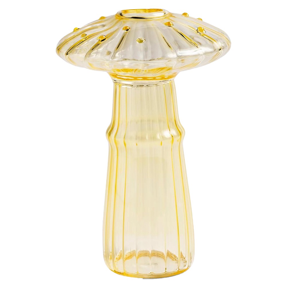 2 X Yellow Brown Mushroom Shaped Glass Vase Aromatherapy Bottle Hydroponic Plant Flower Pot