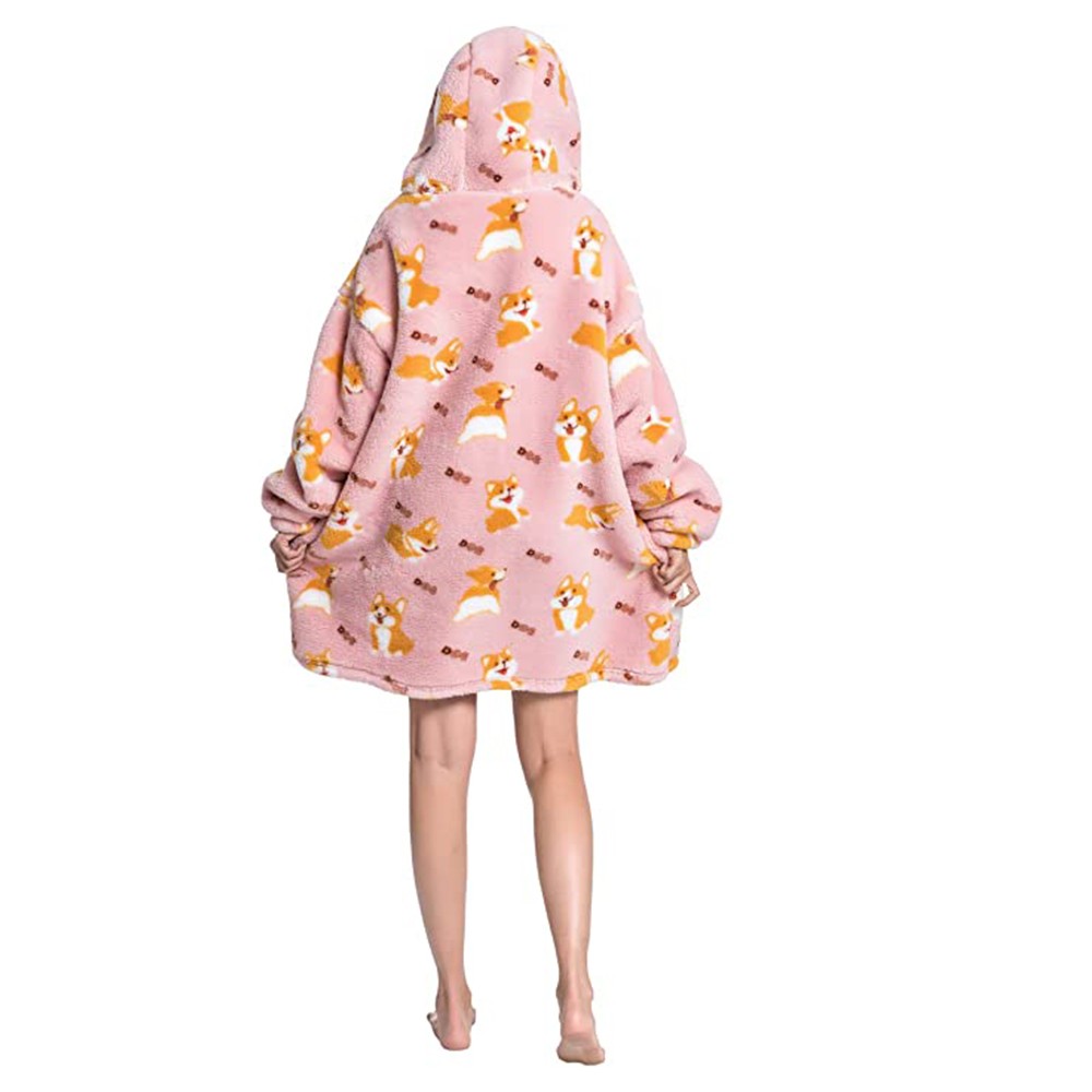 Unisex Adult Hooded Blanket Wearable Blanket Oversized Hoodie Blanket Pink