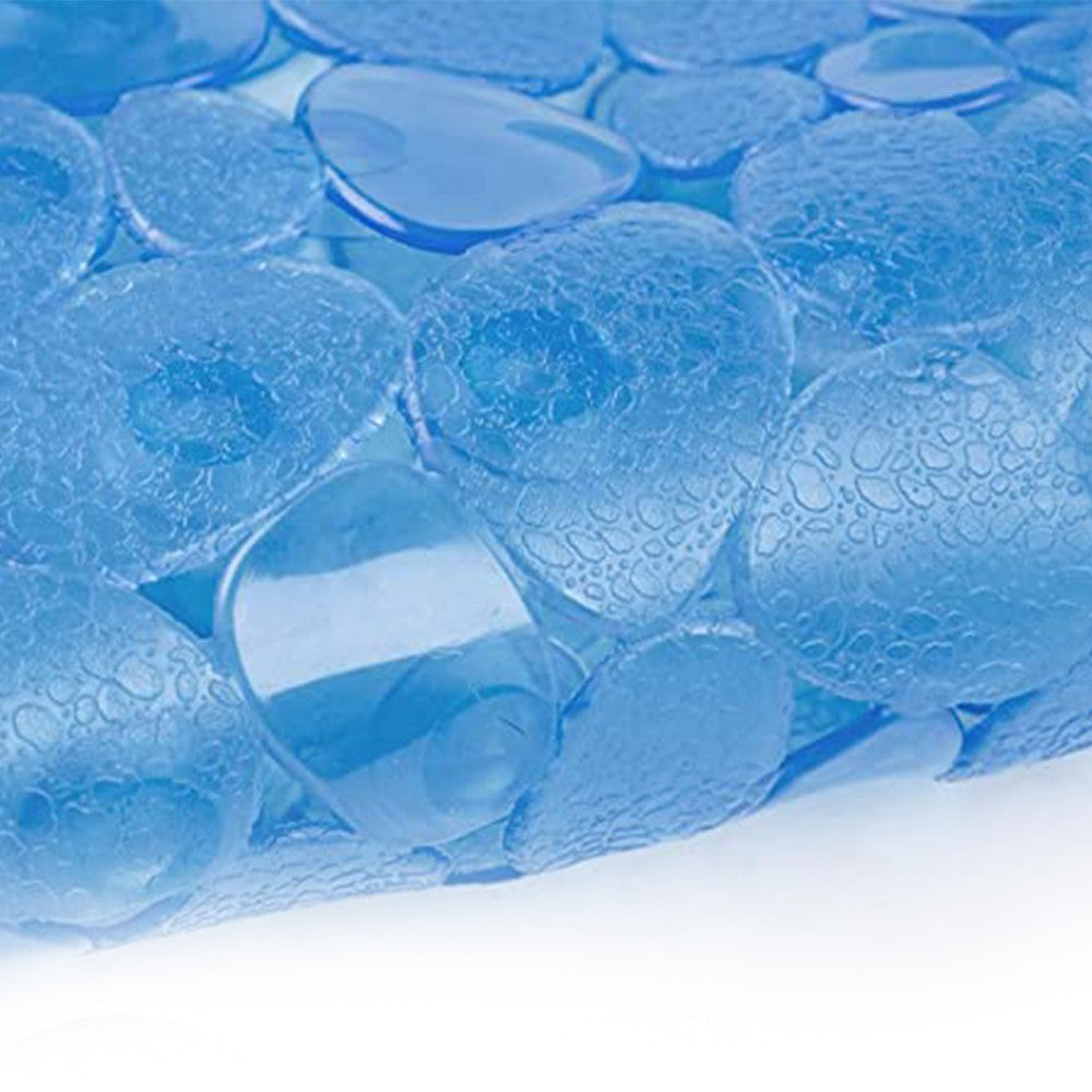 43x73cm Pebble Bathroom Mat Non Slip Shower Mat PVC Bathtub Mat with Suction Cups Blue