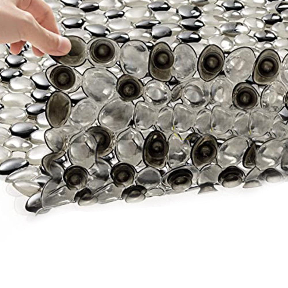 33x63cm Pebble Bathroom Mat Non Slip Shower Mat PVC Bathtub Mat with Suction Cups Grey