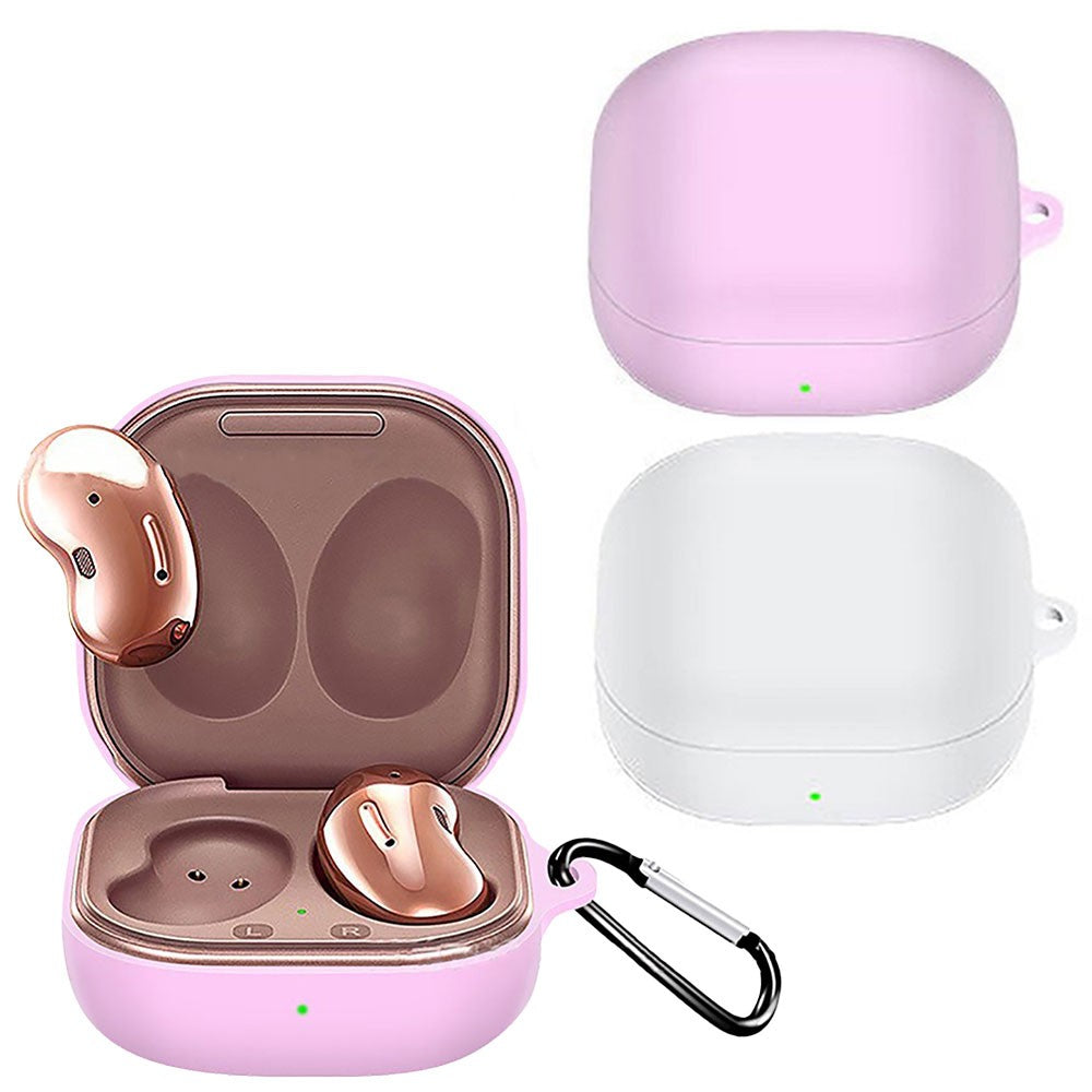 2 X For Samsung Galaxy Buds2 Silicone Wireless Earphone Cover Protective Case with Carabiner