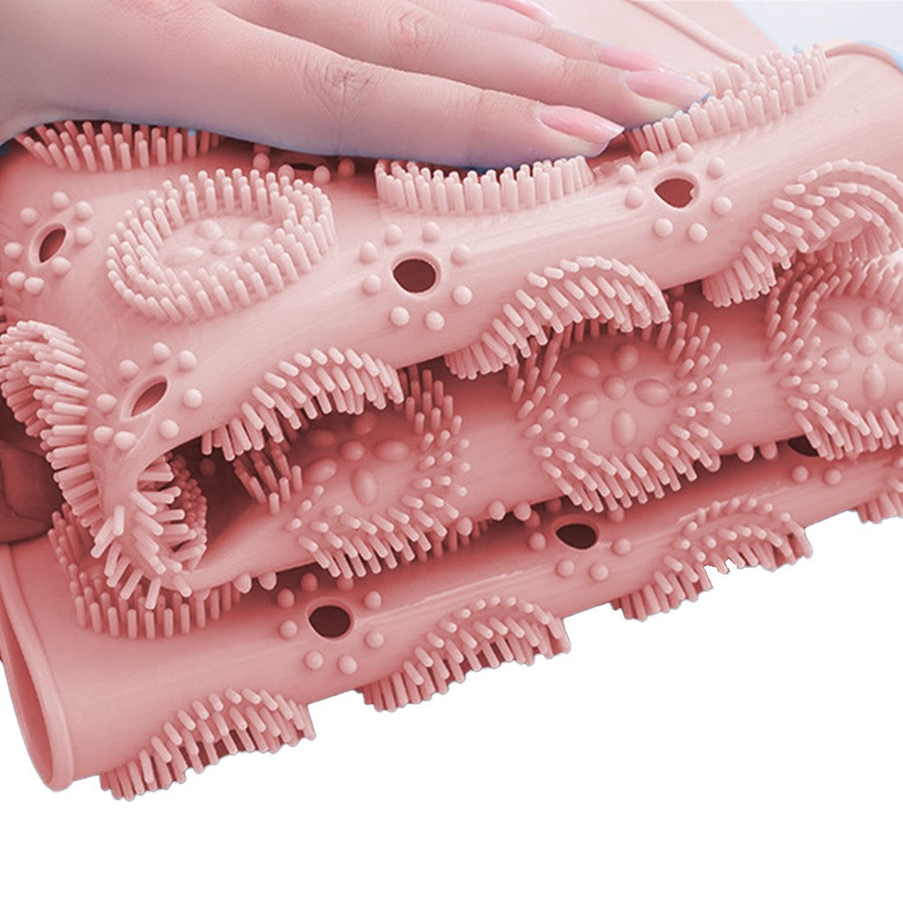 55cm Anti Slip Shower Mat Foot Scrub Mat Exfoliates Feet Scrubber Suction Cups Mat Pink