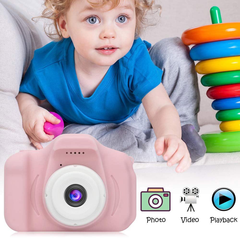 Kids Camera 1080P Action Camera Compact Digital Camera Toy with 32G Card Pink
