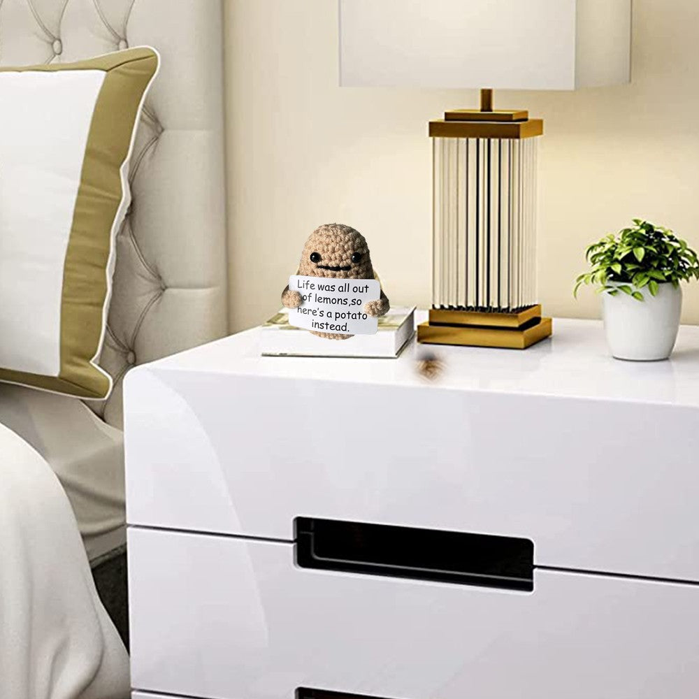 Positive Potato Dolls with Positivity Affirmation Card Knitted Potato Inspired Toy Desktop Decoration Style 2