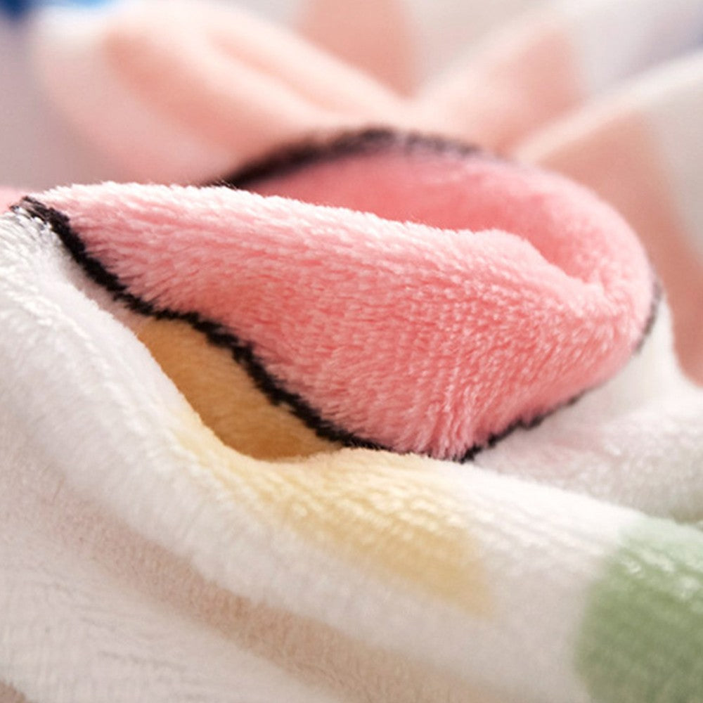 200x230cm Printed Flannel Throw Blanket Soft Sofa Blanket Strawberry Style
