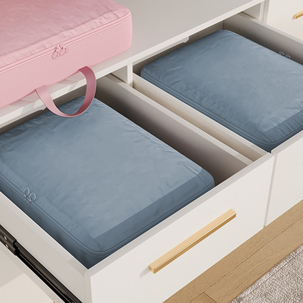 2Pcs Compression Storage Bag Travel Packing Cube Seasonal Clothes Organizer Bag Blue