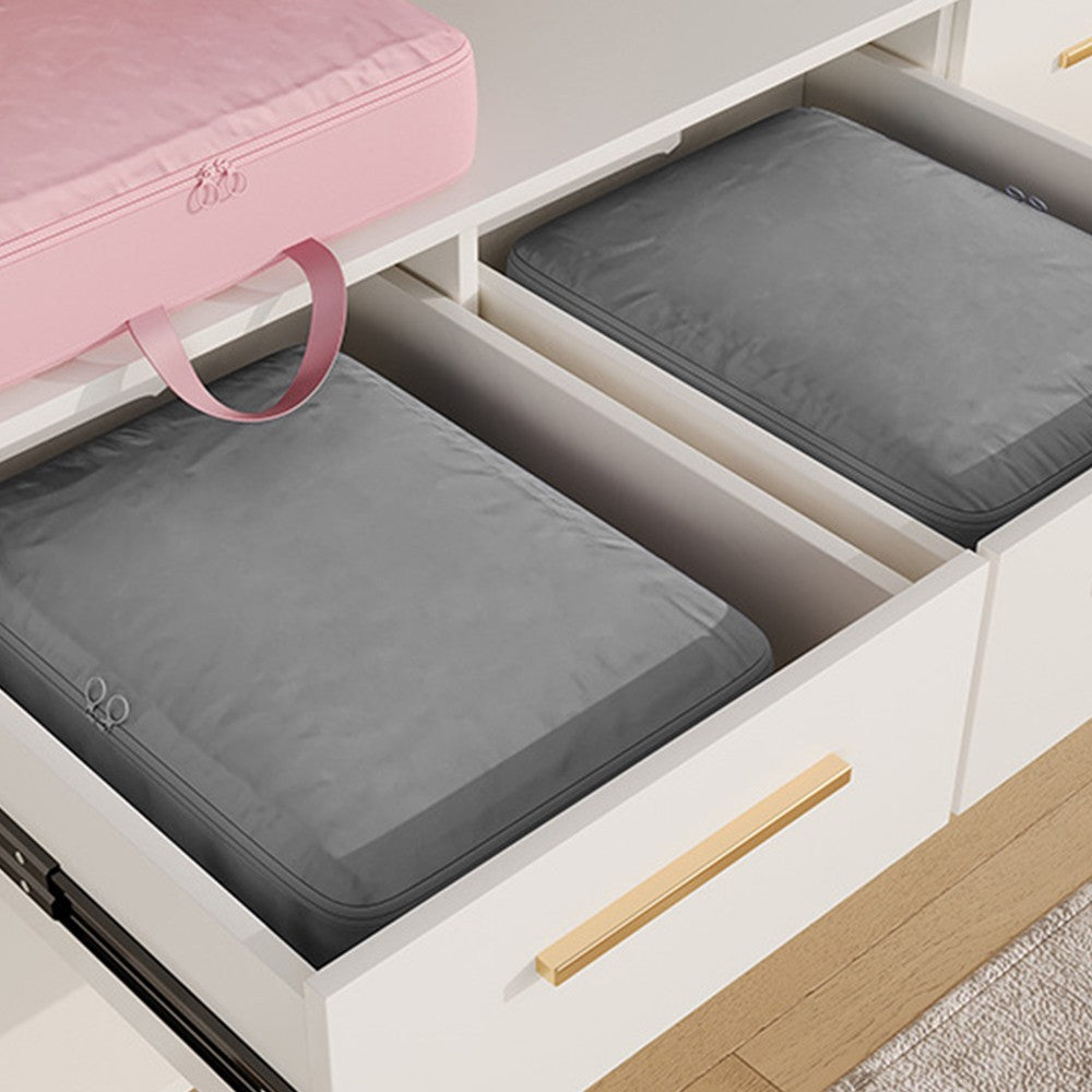 2Pcs Compression Storage Bag Travel Packing Cube Seasonal Clothes Organizer Bag Grey