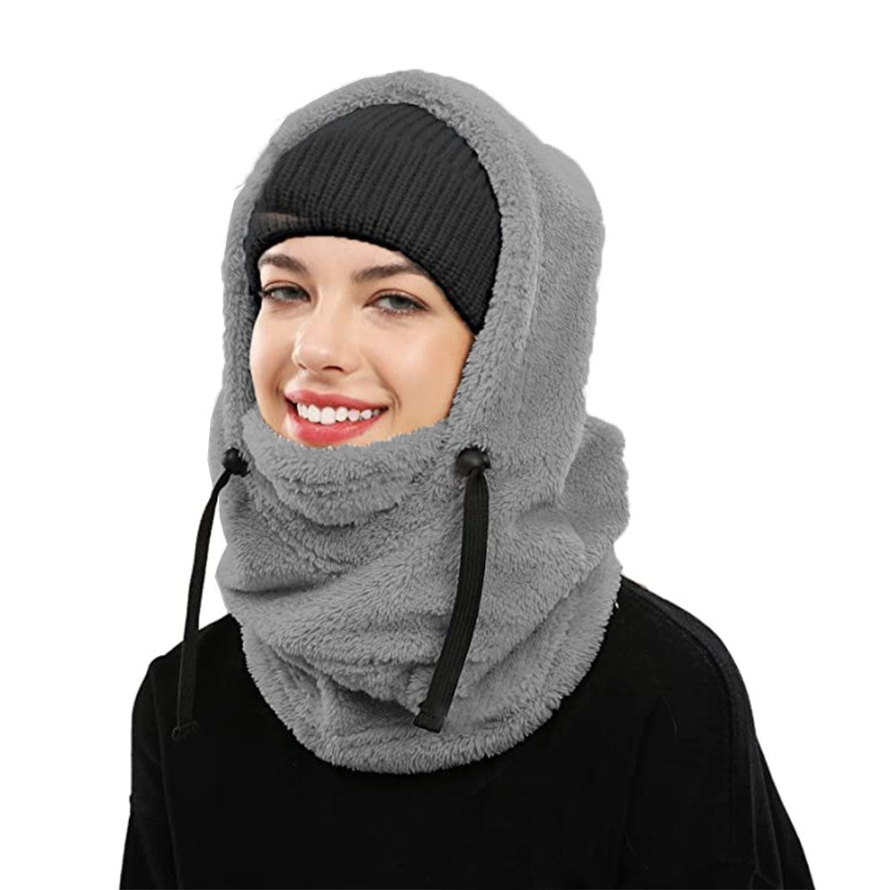 Winter Balaclava Ski Mask Wind-Resistant Cycling Warm Face Cover Hat Neck Warm Grey