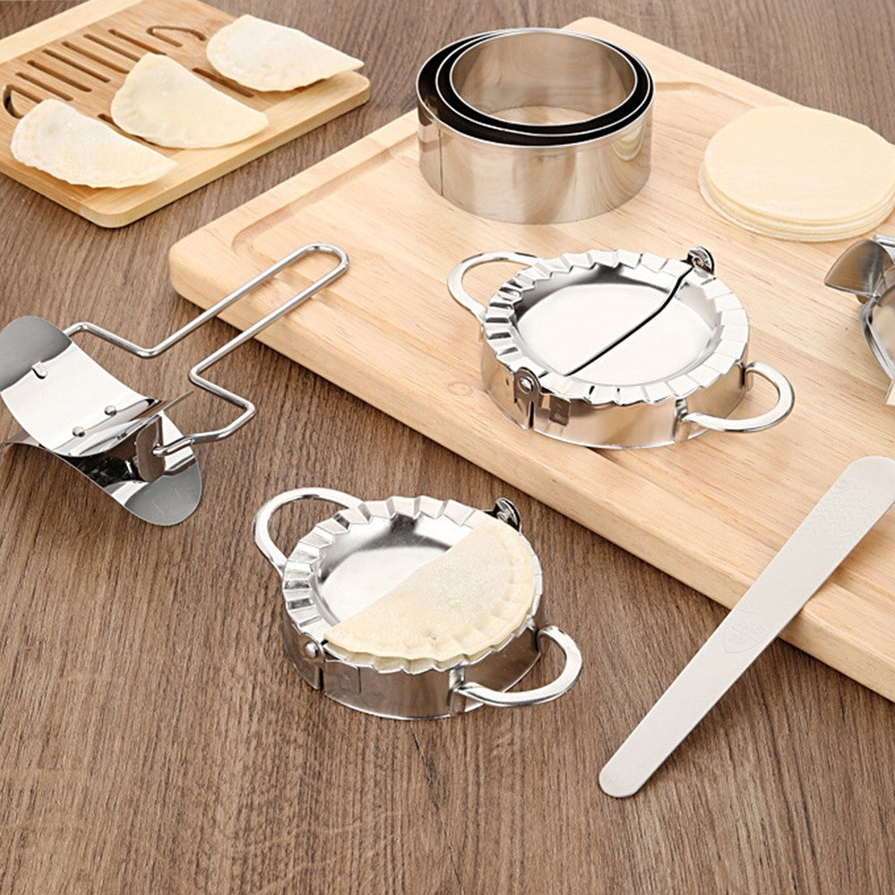 8Pcs Dumpling Maker Tool Set Stainless Steel Dumpling Press Mold Dumpling Skin Tool Dough Cutter