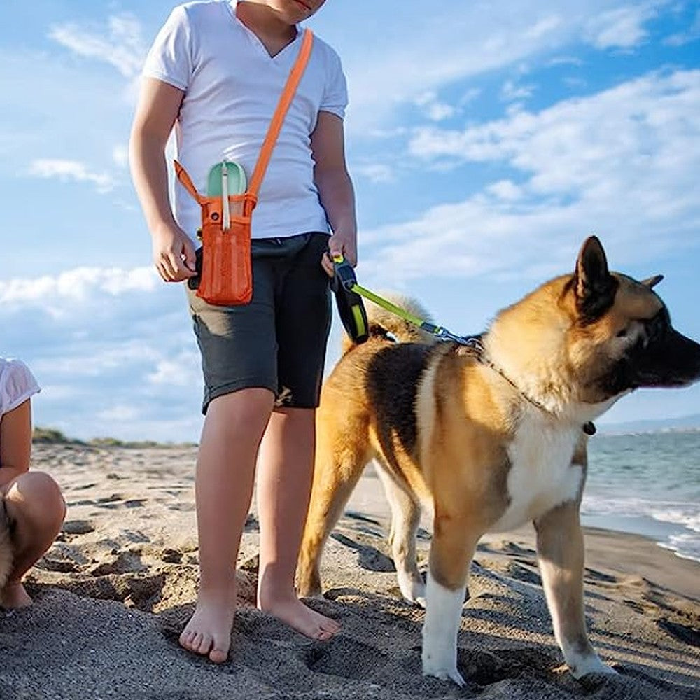 Portable Water Bottle Mesh Carrier Bag Water Bottle Holder with Adjustable Shoulder Strap Orange